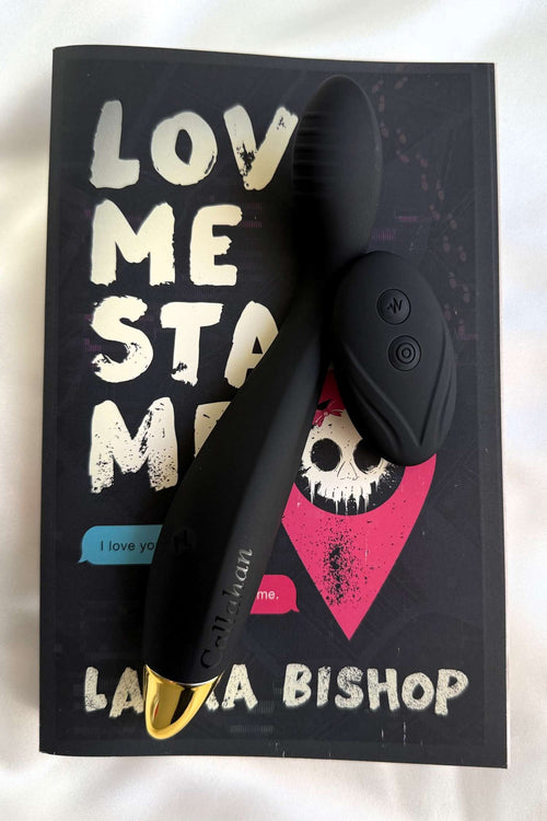 Callahan product with remote on the dark romance book Love Me Stalk Me by Laura Bishop