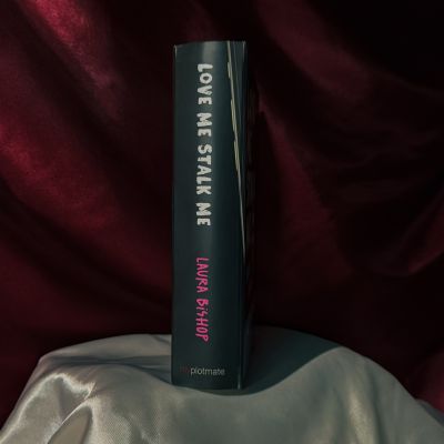 The spine of the book box for the dark romance book Love Me Stalk Me.